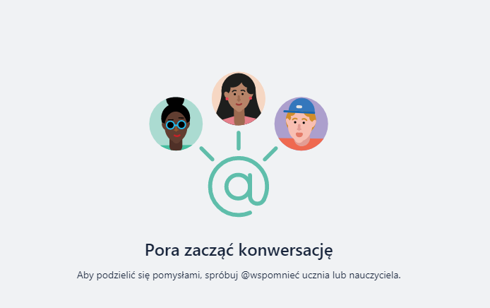 Widok rozpoczęcia konwersacji w aplikacji MS Teams